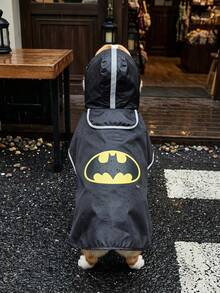 Batman X PETSIN Collaboration Waterproof Printed Pet Dog Raincoat For Small, Medium & Large Dogs, Full Body Coverage, Breathable Fabric, Comfortable & Flexible Fit, Cool Graphic Design, Universal Rain Gear For Cats & Dogs, Cross-Border Pet Supplies, Practical For Rainy Days, A Must-Have For Cool Pets - Black - View 4