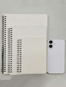 1pc 80-Sheet Coil Notebook With PP Cover, Horizontal Line Grid Inner Page Spiral Hardcover Waterproof For Student Or Business Notepad Stationery A5/B5 5.9 X 8 Inch 7.2 X 10 Inch, Stationery - White - View 3