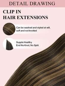 Clip In Hair Extensions Real Human Hair, Remy Human Hair Extensions Clip Ins For Women, Natural Human Hair, 70-120g 7Pcs - S1B/6/1B - View 5