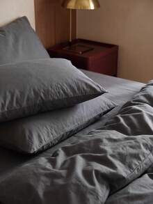 2pcs 100% Cotton Pillowcases, Natural Texture, Soft Touch, Envelope Closure, Suitable For Bedroom, Bedding - Dark Grey - View 9
