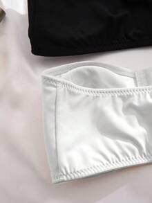 SHEIN 婚禮 2件/組 多色女款內衣 前扣式 聚攏加厚胸墊內衣 - 黑與白 - 查看 8