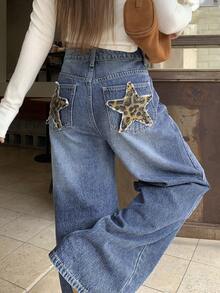 DAZY Women's Casual Daily Denim Jeans With Pocket, Button And Patchwork Fall - Blue - View 7