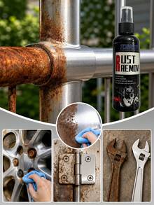 100ml Rust Remover Spray For Cars And Metal Surfaces, Multi-Purpose Metal Cleaner For Wheels, Tools And Furniture, Helps Improve Surface Appearance And Remove Rust Residue - A - View 3