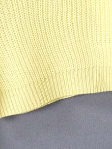 SHEIN Tween Girl Casual Versatile Solid Color Cropped Sweater - Yellow - View 3