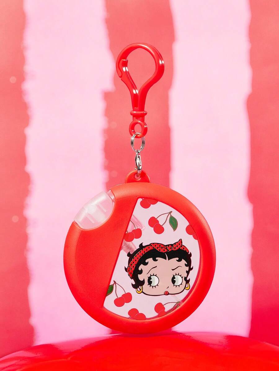 Betty Boop x SHEIN 25ml/0.87oz 可愛櫻桃可重複填充噴霧瓶,便攜式細霧噴霧器附矽膠套與掛繩,按壓式噴頭,迷你旅行瓶適用於洗手液、化妝品與液體,適合旅行、派對與禮品 - 紅色 - 查看 1