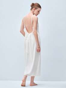 Softvol 2026 Backless Women's Dress Beach Sexy Nightgown Dress Women's White Dress Women's Summer Clothing Women's Wear Summer Casual Spaghetti Strap Dress Women's Homewear Elegant Women's Dress Sun Dress Spaghetti Strap Dress Pleated Skirt Women's Pajamas Y2K Dresses For Women - White - View 2