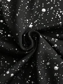 Cravure Christmas Plus Size Women's Sequin & Contrast Lace Wavy Hem Fashionable Party T-Shirt Fall - Black - View 8