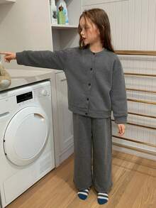 Hapijoa Tween Girl Autumn/Winter Top & Pants Loungewear - Grey - View 8