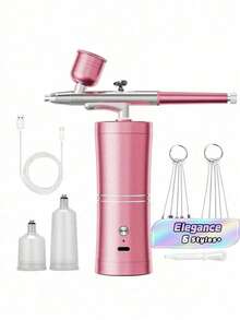 1 Set Super Stable Spray Gun Kit: Precision Spray Gun For Nail Art,900mAh Rechargeable Battery For Model Making, Portable Makeup Spray Gun Suitable For Gel Manicure, Ombre French Manicure, Etc. - Multicolor - View 1