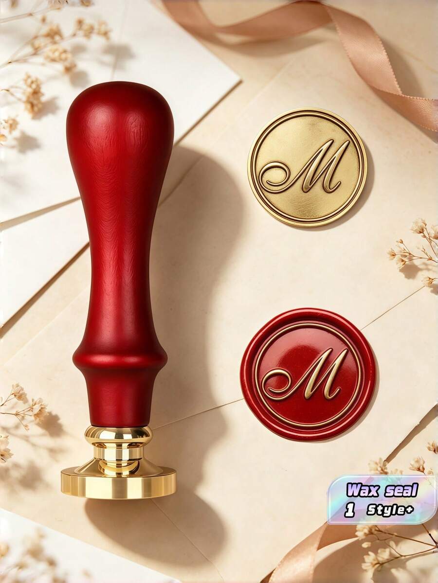 Alphabet Wax Seal Stamp Set With Redwood Handle – For Wedding Invitations, Letter Sealing, DIY Gift & Card Decor - multicolor - View 1