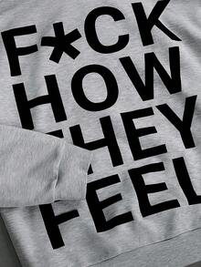 PAVTROS Men's Letter Pattern Hoodie And Sweatpants Casual Daily Outfit Set - Grey - View 5