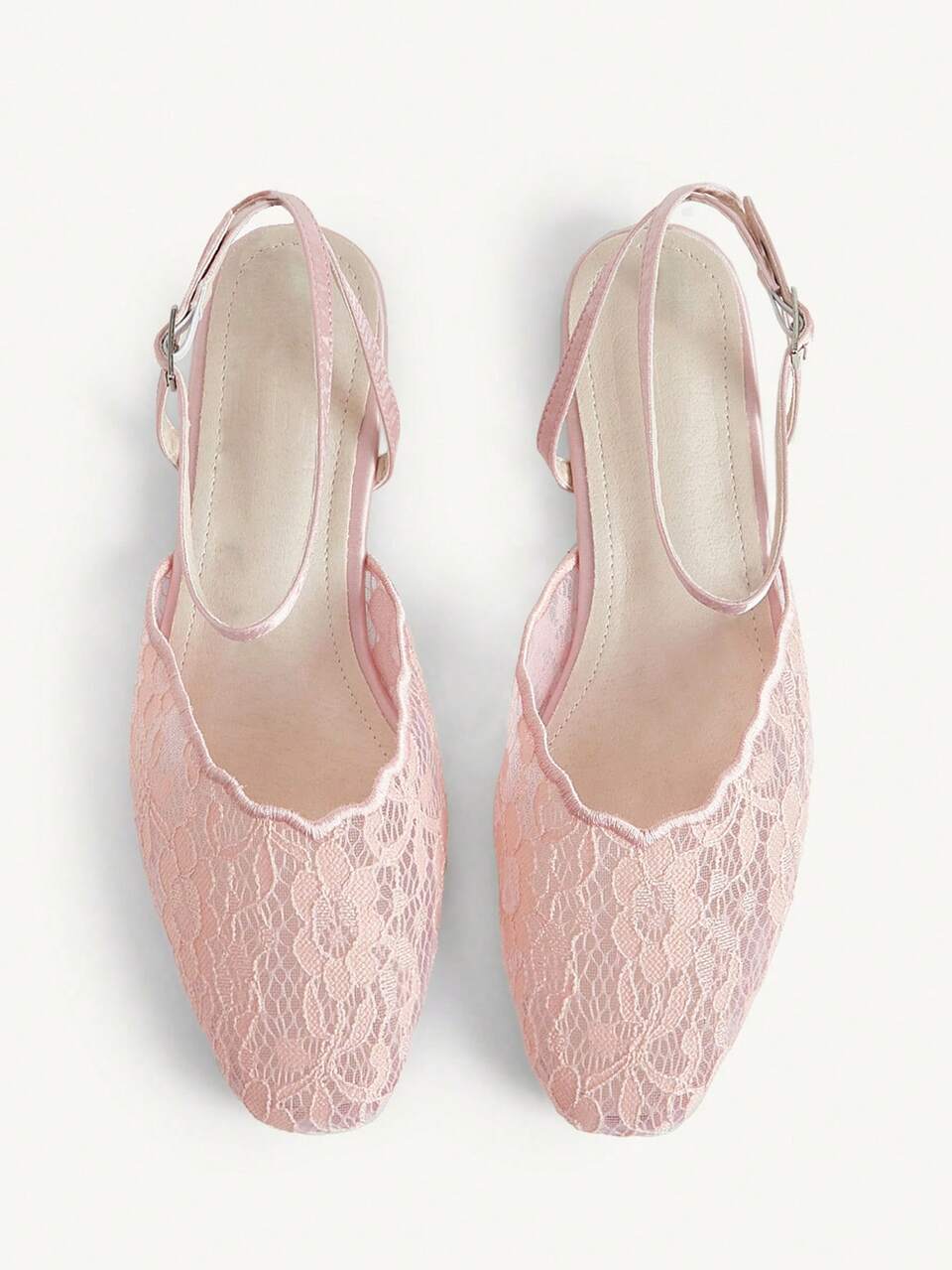 CUCCOO CHICEST Lace Square Toe Flats Ladies Adjustable Buckle Slim Ankle Bound Soft Sole Flats Gentle Dating Vacation Shoes