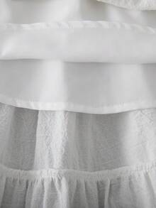 女童純色百褶休閒百搭日常穿著裙 - 米色 - 查看 5