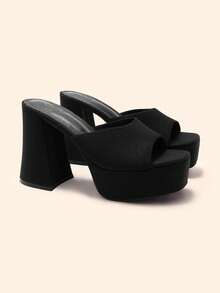 CUCCOO BASICS Women's Mule Sandals, Minimalist Square Toe Design, Wide Single Strap Covering Instep, Thick Chunky Heel Suitable For Commuting - Black - View 6
