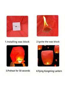 3/5/10/20 Pieces Of Paper Sky Lanterns - Floating Lanterns Resistant To Wind, Suitable For Weddings, Birthdays, New Year'S Eve, And Birthday Parties - Mixed Colors - Multicolor - View 6