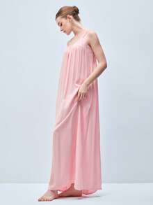 Softvol 1pc Women's Sexy Spaghetti Strap Backless Nightgown - Pink - View 6