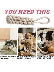 PETSIN Pet Hemp Rope Woven Pet Rope Knot Toy; Durable Chew Toy For Teething And Cleaning Teeth; Tug-Of-War Rope For Small And Medium-Sized Dogs And; Indoor And Outdoor Boredom-Relieving Chewing And Training Dog Toy. - Multicolor - View 3
