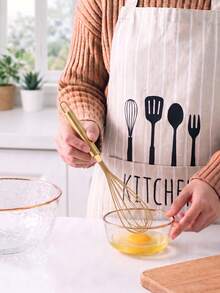 1pc Stainless Steel Egg Mixer, Suitable For Small Kitchen Tools, Used To Mix Egg Liquid And Whipped Cream, Suitable For Making Cakes, Mixing Baking And Cooking, Suitable For Beating Eggs, Cream, Suitable For Parties, Daily Home Cooking, Kitchen Use. - Gold - View 2