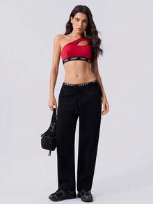 Loungeista Women's Sexy Hollow One Shoulder Bra - Red - View 8