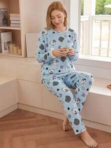 Polar Pajama Set With Different Designs Warm Colors - azul y blanco - View 2