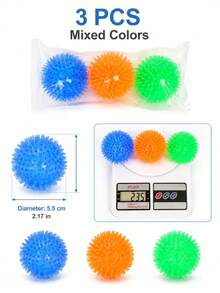 1/3Pcs Squeaky Spiky TPR Dog Chew Ball, Floating Puppy Fetch Pool Toy, Boredom Relief Dental Toy For Small Medium Dogs Teeth Cleaning - Multicolor - View 10