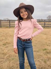 Emery Rose Kids Emery Rose Kids 青少年女孩純色休閒日常長袖T恤 - 粉色 - 查看 4