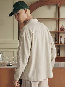 SWAVVY Men's Solid Color Single-Breasted Casual Versatile Daily Wear Shirt - Khaki - View 2