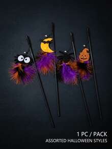 PETSIN 1 PC Halloween Cat Toy Stick With A Fancy Design - Halloween Fake Feather Cat Self-Entertaining Toy - Multicolor - View 3