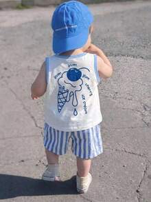 Baby Boy Casual Minimalist Soft Comfortable Outfit Set Suitable For Spring And Summer - Multicolor - View 1