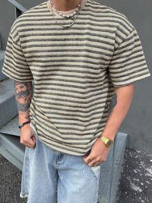 DAZY Men's Colorful Striped Crew Neck Short Sleeve T-Shirt, Summer - Multicolor - View 1