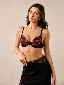Hourtrue Women's Underwire Thin Cup Embroidered Bra, 1pc - Multicolor - View 3