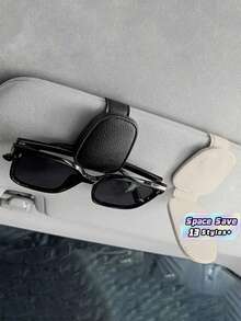 1pc Universal PU Glasses Clip For Car Sun Visor, Non-Slip Quick Release Holder Fits All Fashion Glasses & Prescription Glasses - Multicolor - View 2