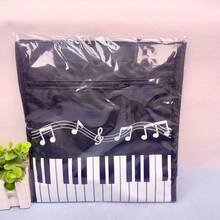 2/5pcs Piano Key Music Waterproof Oxford Cloth Tote Bag, Shoulder Bag, Shopping Bag, Travel Weekend Bag, Reusable Music Handbag, Casual Fashion, Musical Note Pattern, For School, Shopping And Commuting - Black - View 12