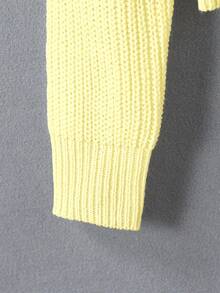 SHEIN Tween Girl Casual Versatile Solid Color Cropped Sweater - Yellow - View 6