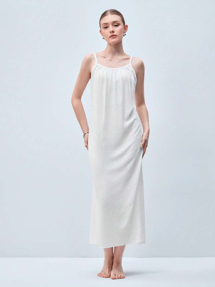 Softvol 2026 Backless Women's Dress Beach Sexy Nightgown Dress Women's White Dress Women's Summer Clothing Women's Wear Summer Casual Spaghetti Strap Dress Women's Homewear Elegant Women's Dress Sun Dress Spaghetti Strap Dress Pleated Skirt Women's Pajamas Y2K Dresses For Women - White - View 1
