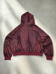 ROMWE MEN Street Life Men's Leopard Print Hooded Sweatshirt - Red - View 2