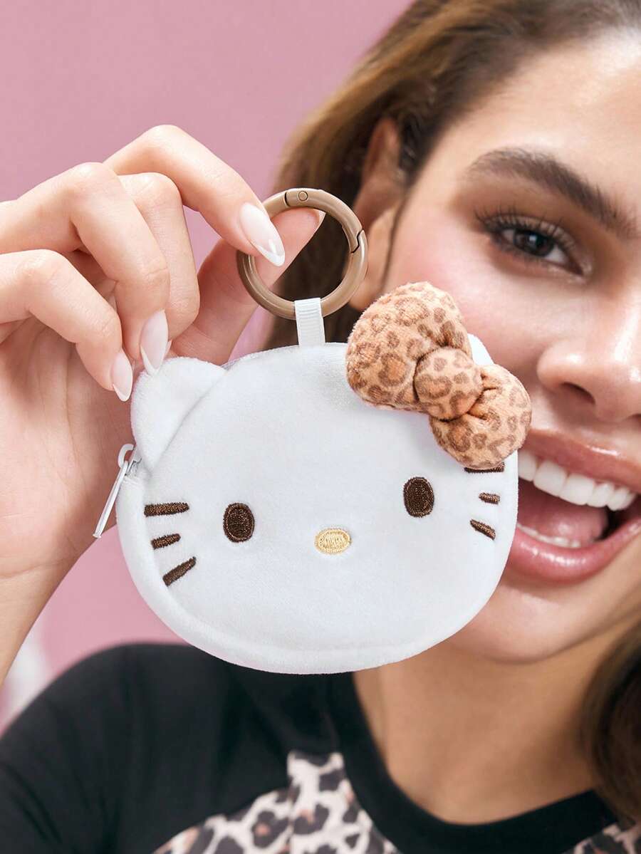 HELLO KITTY AND FRIENDS | SHEIN 1個可愛卡通零錢包,立體造型,可收納硬幣、卡片、鑰匙等小物,可掛在包包上 - 白色 - 查看 1