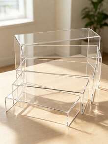 3/4/5-Piece Acrylic Display Stand Set, Clear Organizer For Collectibles, Desserts, Figurines, Cupcake & Candy Sticks, Rectangular Layered Desktop Shelf For Home, Kitchen, Office, Dorm Storage & Decoration - transparent color - View 5