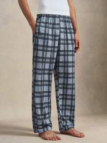 EverLounge Men's Plaid Casual Daily Home Wear Long Pants - Light Grey - View 1