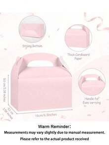 10PCS Portable Gift Boxes, Wedding Cake Boxes, Birthday Baby Shower Party Favor Boxes, Creative Candy Chocolate Paper Boxes - pink - View 2