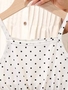 SHEIN Elladie kids 女童新款西裝領長袖外套搭配鬆緊腰 A 字版層次花卉印花吊帶洋裝 2 件套，適合休閒返校穿著 - 白色 - 查看 11