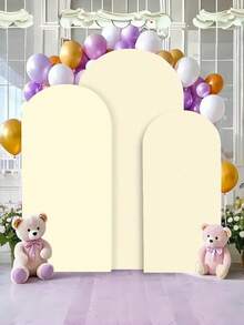 1PC Double Sided Elastic Stretch Fabric Arch Backdrop Cover Beige Color For Wedding Birthday Party Bridal Shower Anniversary Event Decoration Background Drape Arch Stand Decor Stretch Fabric - Beige - View 5