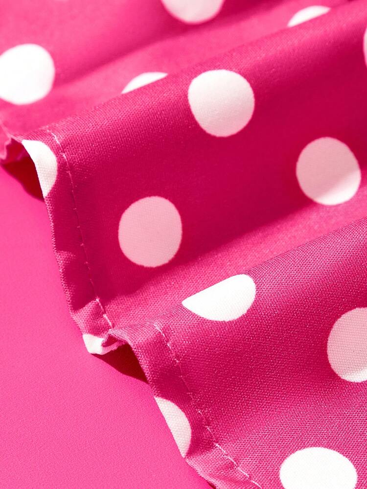 Betty Boop x SHEIN Retro Girl Print Pink Polka Dot Pet Dress, Sleeveless Skirt With Bow, Suitable For Cats & Multi-Size Dogs (XXS-XXXXXL), Cute Cartoon Style For Parties & Daily Wear - Pink white polka dot - View 3