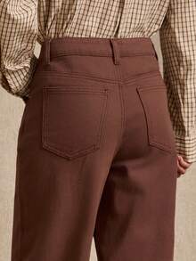 lacRébo Women's Straight Leg Loose Casual Versatile Denim Jeans With Pockets - Brown - View 6