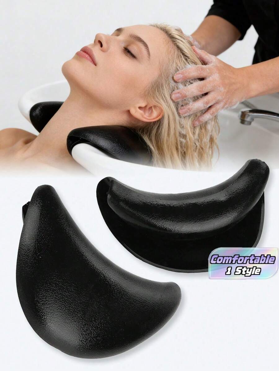 1 Silicone Shampoo Basin Neck Pad, Soft Neck Support Pad, With Curved Suction Cup, Suitable For Hair Salon Shampoo Bed, Non-Slip Neck Support, Designed To Provide A Comfortable Shampoo Experience, Compatible With Most Shampoo Basins - Black - View 1