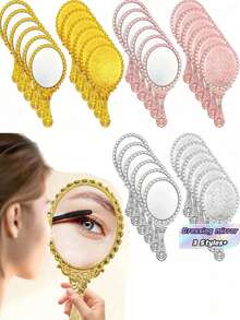 Retro Handheld Mirror, Small And Portable Golden Floating Princess Mirror, Portable Makeup Mirror, A Princess-Themed Small Gift Suitable For Classroom Parties, Travel, Etc. - Multicolor - View 1