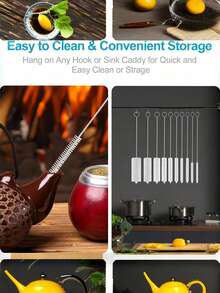 10 Pack Stainless Steel Straw Cleaning Brushes Reusable Durable Extra Long Flexible Nylon Bristles For Glass Silicone Metal Water Bottles Multipurpose Friendly Gift - White - View 4