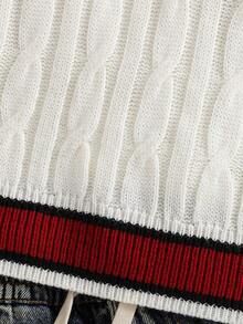 SHEIN Striped Crew Neck Sweater Boy Loose Casual Sweater Teen Boy Autumn Fall - White - View 4