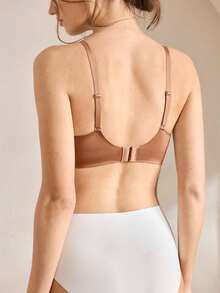 Ocili Women's Seamless Wireless Deep V-Neck Push-Up Jelly Soft Support Bra, Comfortable Side-Boob Coverage, Minimalist Everyday Bra With Molded Cups, 1pc - Coffee Brown - View 3