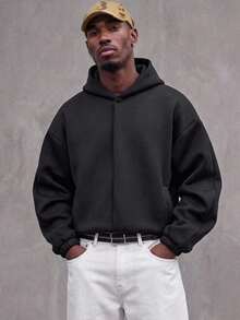 NEON BLANC Men's Casual Versatile Solid Color Hoodie Zipup Hoodies - Black - View 1